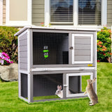 COZIVVOVV Wooden Rabbit Hutch Indoor Outdoor for Multiple Rabbits, Bunny Run Cage, 2-Tier Chicken Coop, Small Animal Pens Hutches Cat Kitten Enclosure COZIVVOVV