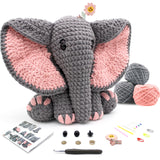 CODGP Crochet Kit,13in Crochet Animal Kit Elephant,Crochet Starter Kit Gift for Adults Kids with Yarn Sets,Amigurumi Crochet Kits with Step-by-Step Video Tutorials CODGP