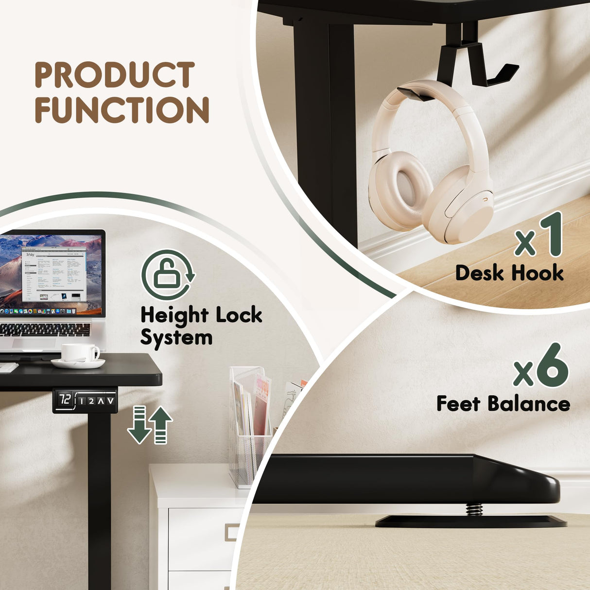 Furmax L Shaped Standing Desk Adjustable 63 x 55 Inch Corner Stand up Desk Electric Standing Computer Workstation with Preset Heights (Black) Furmax