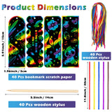 GOMANCHE 40 Sets Scratch Art for Kids, 4 Styles Magic Rainbow Bookmarks Craft Kit, Scratch Paper Art Sets for Students Party Bag Fillers GOMANCHE