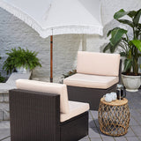 Devoko 2 Pieces Patio Furniture Sets All-Weather Outdoor Sectional Armless Sofa (Beige) Devoko