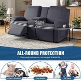 TAOCOCO Reclining Loveseat with Middle Console Slipcover, 4 Piece Polyester Fabric Stretch Loveseat Reclining Sofa Covers (Gray, 2 Seat Recliner Cover with Console) TAOCOCO