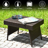 Tangkula Outdoor Folding Wicker Table, Heavy Duty Rattan Foldable Standing Coffee Side Table, for Patio Poolside Lawn Garden Balcony Tangkula