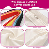 OLSUNOR 10 Pack Canvas Tote Bag with Zipper, Reusable Grocery Bags with Long Handle, DIY Heat Transfer Sublimation Blanks Shopping Bags for Advertising, Birthday, Halloween, Christmas Craft Bags OLSUNOR