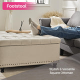 Redlife 35 Inch Large Square Storage Ottoman Bench, Storage Ottoman Coffee Table Large Square Ottoman with Storage Lift Top Tufted Storage Ottoman for Living Room (Beige) Redlifeᅟᅠ