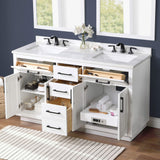OVE Decors Bathroom Vanity with Black Hardware and Power Bar in White Finish, 60 inches OVE Decors