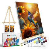 JOOZ Paint by Numbers Kit for Adults with Frame, Hummingbird Paint by Number with Easel, DIY Hummingbird Oil Painting by Numbers, Adult Paint by Number Kits Framed Canvas for Wall Decor 8x12 Inch JOOZ