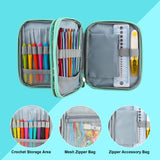 LOOEN Crochet Hook Case with Zipper and Web Pockets for Crochet Needles/Knitting Accessories - Lightweight Organizer Bag for Crochet Hook Kit Tools LOOEN
