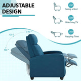 Yaheetech Fabric Recliner Sofa Modern Single Recliner Sofa Home Theater Seating with Thick Seat Cushion, Backrest and Pocket Spring, Blue Yaheetech
