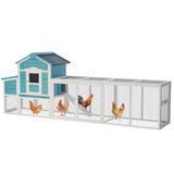 Large Wood Chicken Coop for 2-6 Chickens, 122" Chicken Coop with Nest Box, Removable Tray & UV Resistant Roof, Outdoor Hen House with Sliding Door and Ramp Mochalight