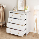 IDEALHOUSE Dresser for Bedroom, Chest of Dressers 37" Tall Dresser for Closet with 4 Drawers Chest with Clothes Storage Cabinet, Drawer Organizer for Bedroom, Living Room, Closet, Hallway, White IDEALHOUSE
