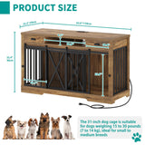 YITAHOME 63 Inch Double Dog Crate TV Stand with Charging Station, Heavy Duty Wooden Cage Furniture for 2 Dogs, Dog Kennel Indoor Furniture Double Sliding Barn Door Design Ideal for 2 Dogs, Oak YITAHOME