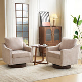 VINGLI Mid-Century Modern Swivel Accent Chairs Set of 2, 360°Upholstered Armchairs, Home Sofa with Track Arms for Living Room, Bedroom, Reading Room, Club Swivel Chairs, Chenille Khaki VINGLI