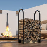 Fire Beauty Firewood Log Rack Adjustable Bracket Kit, Fireplace Wood Storage Holder,Black Powder,Coated Steel, Outdoor and Indoor Fire Beauty
