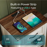 LINSY Night Stand Set of 2, 18.9" Farmhouse Wood NightStand with Type-C Charger &Open Storage Shelf Nightstands with Drawer, Side Table End Table for Bedroom Living Room Sofa Couch Office Beige LINSY