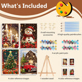 Reivworl 4 Pack Framed Paint by Numbers for Adults with Wooden Easel, Christmas Paint by Numbers Kit for Adults Beginner, Acrylic Painting by Number for Home Decor 8X12 Inch Reivworl