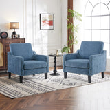 VINGLI Mid Century Modern Accent Chair,Navy Blue Chenille Chairs for Living Room Upholstered Armchair with Scooped Arms for Bedroom,Apartment,Studio,Office,Waiting Room VINGLI