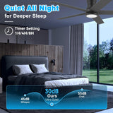 52" Smart Wood Low Profile Ceiling Fan with Lights Remote,Outdoor Indoor Flush Mount Ceiling Fans,Controll by Voice WIFI Alexa App,Quiet DC Motor,Modern Black Walnut Fan for Bedroom Living Room Patio Lorpies