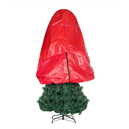 Upright Christmas Tree Bag - Zippered Cover with Handles and Cinch Cord for Assembled Artificial Trees Up to 7.5-Feet by Elf Stor (Red)