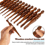 Bhartiya Handicrafts Wooden Crochet Hooks Set, 12pcs Ergonomic Knitting Needles - Rosewood, 3.5mm(E) to 12mm(P) - Includes Holder Bhartiya Handicrafts