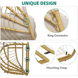 YITAHOME Hanging Egg Chair Without Stand, Rattan Wicker Swing Egg Chair with Resistant Cushion, 300lbs Capacity, Foldable Hanging Basket Chair for Porch, Garden, Bedroom, Balcony - Beige YITAHOME