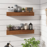 ROOREVO Wall Floating Shelves, Rustic Wood Wall Shelf Handmade (Light Walnut, 24 Inch - 2 Pack) ROOREVO