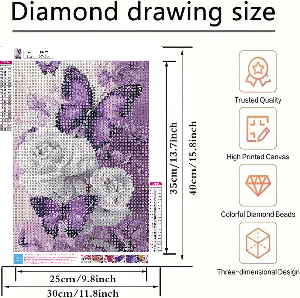 BYGFHLYW 5D Butterfly Diamond Art Kits for Adults, Butterfly Diamond Painting for Adults Beginner, DIY Full Drill Diamond Dot Gem Painting Gem Art kit for Home Wall Decor 12x16inch BYGFHLYW