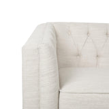 Christopher Knight Home Contemporary Tufted and Diamond Stitching Fabric Loveseat,Tub-Design 2-Seater Sofa, Removable Cushions, Birch Wood Legs, Square Arms, Beige and Espresso Christopher Knight Home