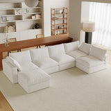 Acanva Modular U-Shaped Sectional Cloud Couch, Free Combination Minimalist Sofa, Convertible to DayBed with Shredded Latex Filled Cushion and Removable Slipcovers for Living Room, 5 Seater + Ottoman Acanva