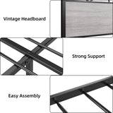 Senfot Heavy-Duty Queen Bed Frame with Rustic Grey Wood Headboard and Footboard Senfot