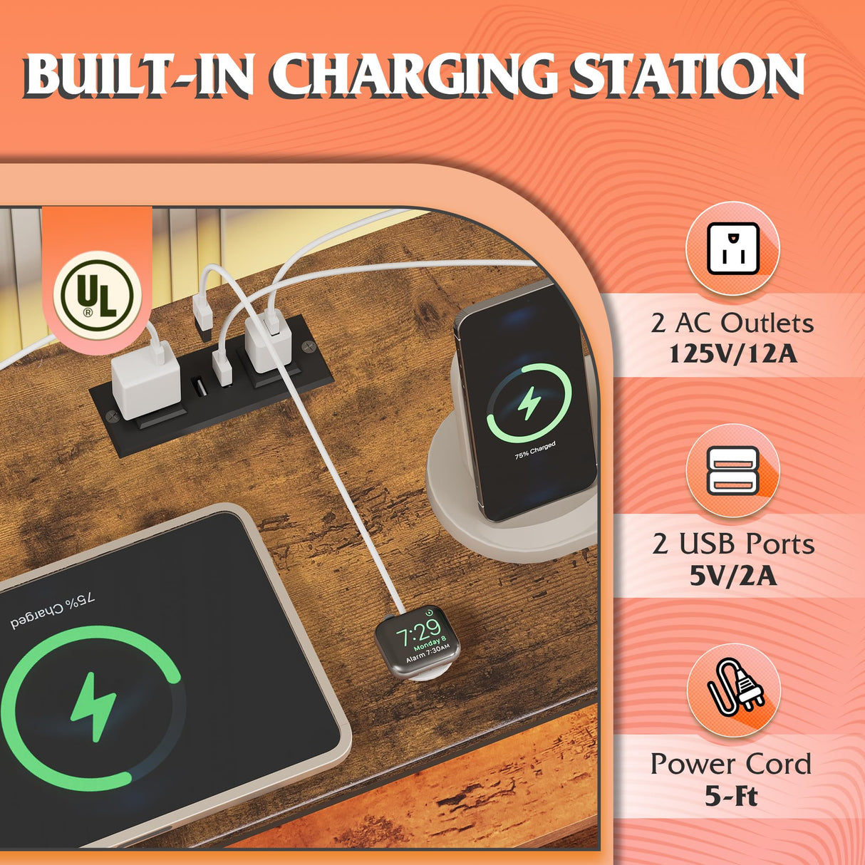 WLIVE 12 Drawer Dresser for Bedroom, Dresser TV Stand for 65, 70, 75 inch TV with Led Lights & Charging Station, Wide Chest of Drawers with Open Shelves, Fabric Dressers for Living Room, Rustic Brown WLIVE