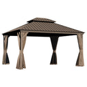 13x15FT Outdoor Hardtop Gazebo with Galvanized Steel Double Roof HouseOfZazla