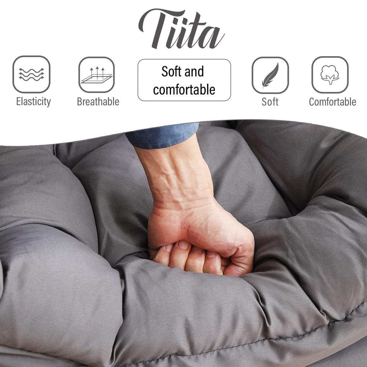 Tiita Lazy Chair with Ottoman, Modern Large Accent Lounge Chair, Leisure Sofa Armchair with Ottoman, Reading Chair with Footrest for Bedroom, Living Room, Dorm Rooms, Garden and Courtyard Tiita