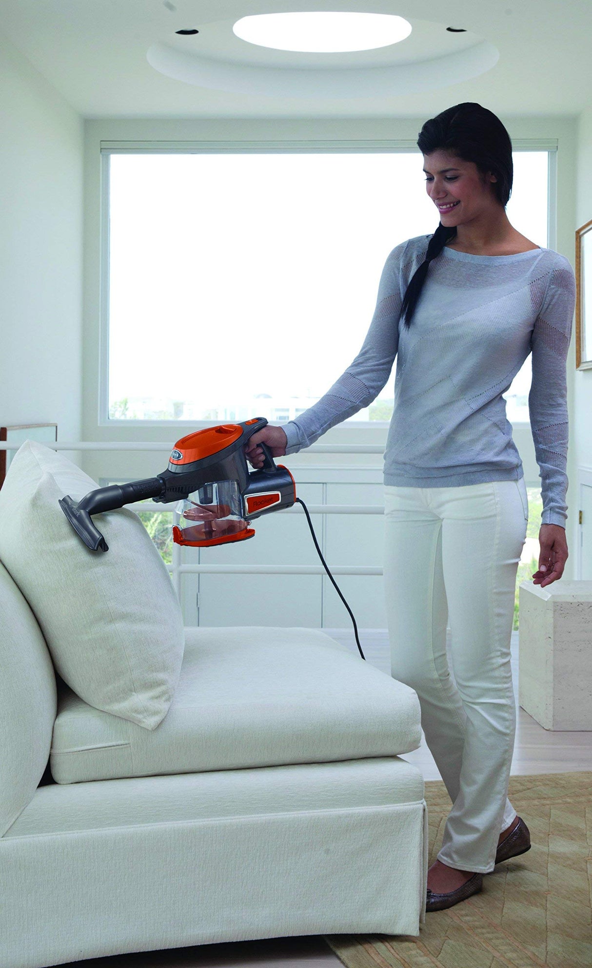 Shark Rocket HV302 Ultra-Light Corded Bagless Vacuum for Carpet and Hard Floor Cleaning with Swivel Steering, Orange (Renewed) Shark