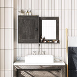 YATINEY Bathroom Medicine Cabinet with Mirror, Wall Mounted Home Storage, Medicine Cabinet Mirror, Bathroom Wall Cabinet, Adjustable Shelf, for Laundry Room, Bedroom, Camper, Hallway, Smoky Oak YATINEY