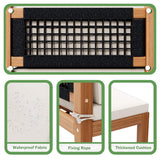 Devoko Outdoor Sectional Couch 6 Pieces Patio Sectional Sofa with Acacia Wood Coffee Table, Outdoor L-Shaped Couch with All-Weather Cushion for Patio,Deck,Backyard(White) Devoko