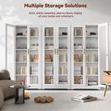 Kubohogar Display Cabinet with Glass Doors,71" Metal Curio Cabinets with 4 Adjustable Shelves, 5 Tier Display Case for Collectibles, Metal Storage Cabinet, White Kubohogar