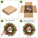 20 Inch Christmas Wreath with Pinecone Berries Christmas Decorations Front Door Wreath for Outdoor Indoor Party Wall Table Home Decor Brown Sign PGANDS