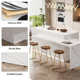 homary Kitchen Islands with Seating 81''-106" Extendable Kitchen Storage lsland with Doors&Drawers Marble Pattern Top homary