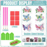 Janlaugh 3 Pcs Diamond Painting Butterfly Desktop Ornaments DIY Centerpieces for Tables 5d Double Sided Table Top Kits for Spring Summer Decor Janlaugh