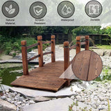 Wooden Garden Bridge, Classic Wood Arc Footbridge w/Safety Rails & 400 lbs Capacity, Decorative Pond Bridge for Outdoor Garden Yard Back Yard Creek Farm WoodArtSupply
