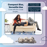 Serta Copenhagen Rolled Arm Sofa, Easy Care Polyester, Soft Pillow Back, Pocket Coil Seat Cushions, Removable Covers, Couch for Small Spaces, Living Rooms or Bedrooms, 61" Loveseat, Tan Serta