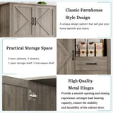 GarveeHome Modern Kitchen Pantry Cabinet with Microwave Stand, Tall Hutch Bar Cabinet with Drawers & Adjustable Shelves, Large Wood Storage for Dining Room, Living Room, Rustic Grey GarveeHome