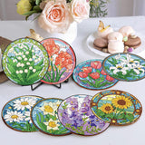croshom 8 PCS Flowers Diamond Art Coasters Diamond Painting Coasters Kits with Holder Flowers DIY Coaster for Adults Beginners, Diamonds Art Crafts Supplies Sunflowers croshom