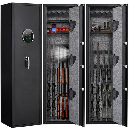 Omethey 57.09'' Fireproof Gun Safe, Quick Access 5 Rifle Gun Safe, Gun Safe for Home Rifle and Pistols with LCD Screen Keypad and Silent Mode, for Rifles, Shotguns, Pistols