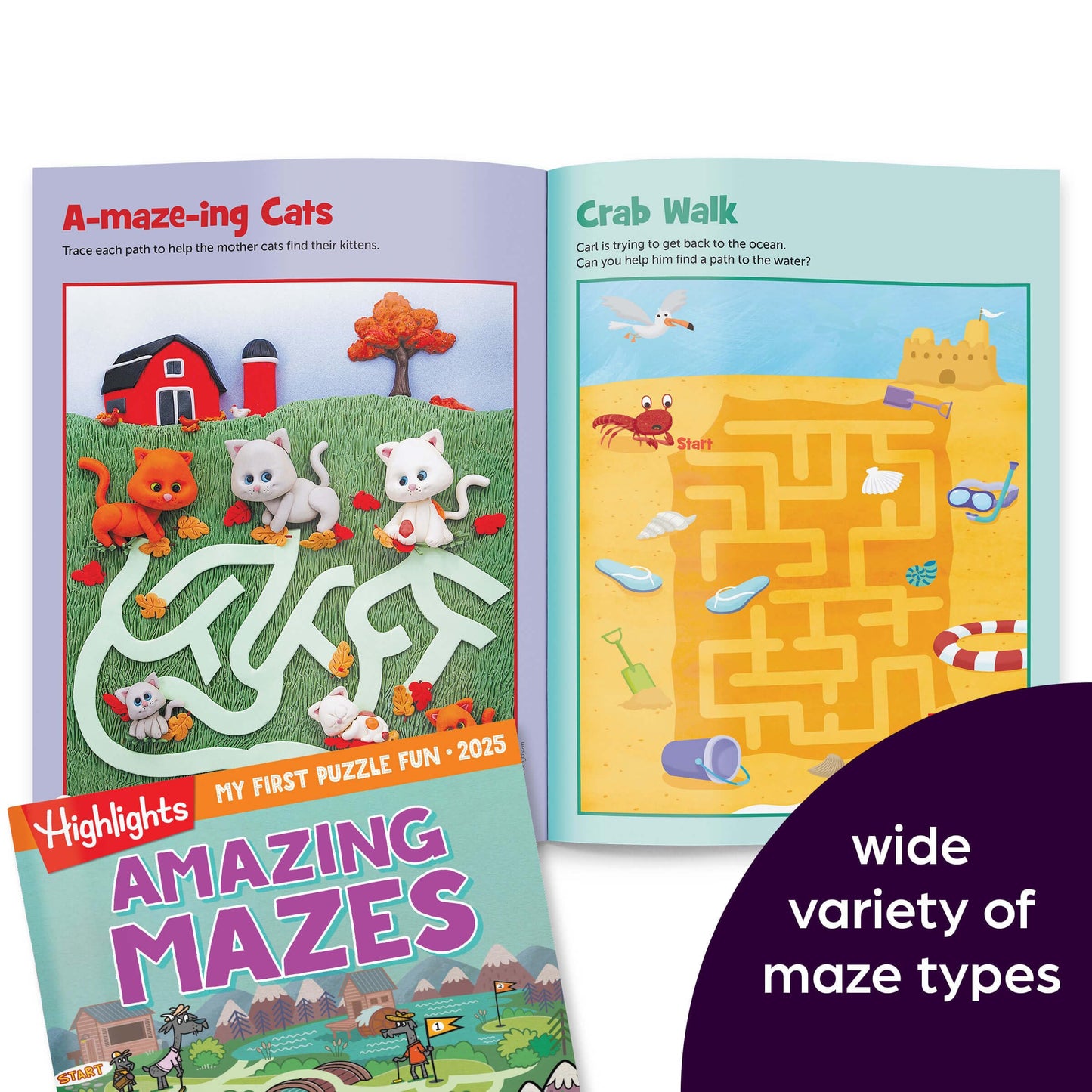 Highlights My First Puzzle Fun 2025 Puzzle Books for Kids Ages 3-6, 4-Book Set of Matching, Mazes, Spot-The-Differences, and More Travel-Friendly Screen Free Brain-Boosting Activities