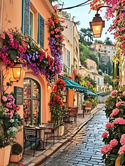 askkqtx Landscape Diamond Art Kits for Adults, Flowers Street Scenery Diamond Painting Kits, 5D DIY Full Drill Crystal Rhinestone Gem Art Craft Kits for Home Wall Decor 12X16 Inch