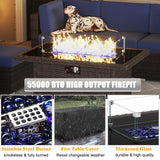 LayinSun 13 Pieces Outdoor Patio Furniture Set with 44" Fire Pit Table Brown Rattan Sectional Sofa Conversation Sets LayinSun