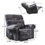 ANJ Large Power Lift Recliner Chair with Massage and Heat for Elderly Big People, Electric Wide Recliners, Heavy Duty and Safety Motion Fabric Reclining Mechanism with USB Ports, Side Pocket, Grey ANJ