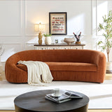 92'' Modern Elegant Curved Sofa, 4 Seater Irregular Curved Sofa Arms Chenille Fabric Deep Seat, Tight Curve Back Velvet Cloud Sofas for Living Room Apartment Office (Orange) mr.waiba